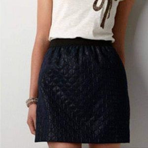 Ann Taylor Loft Navy Blue Metallic Skirt Size 0 Quilted Pattern
